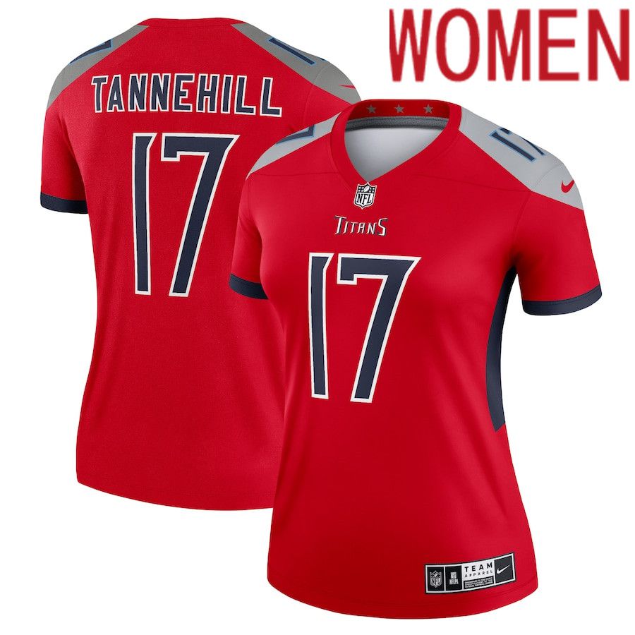 Women Tennessee Titans 17 Ryan Tannehill Nike Red Inverted Legend NFL Jersey